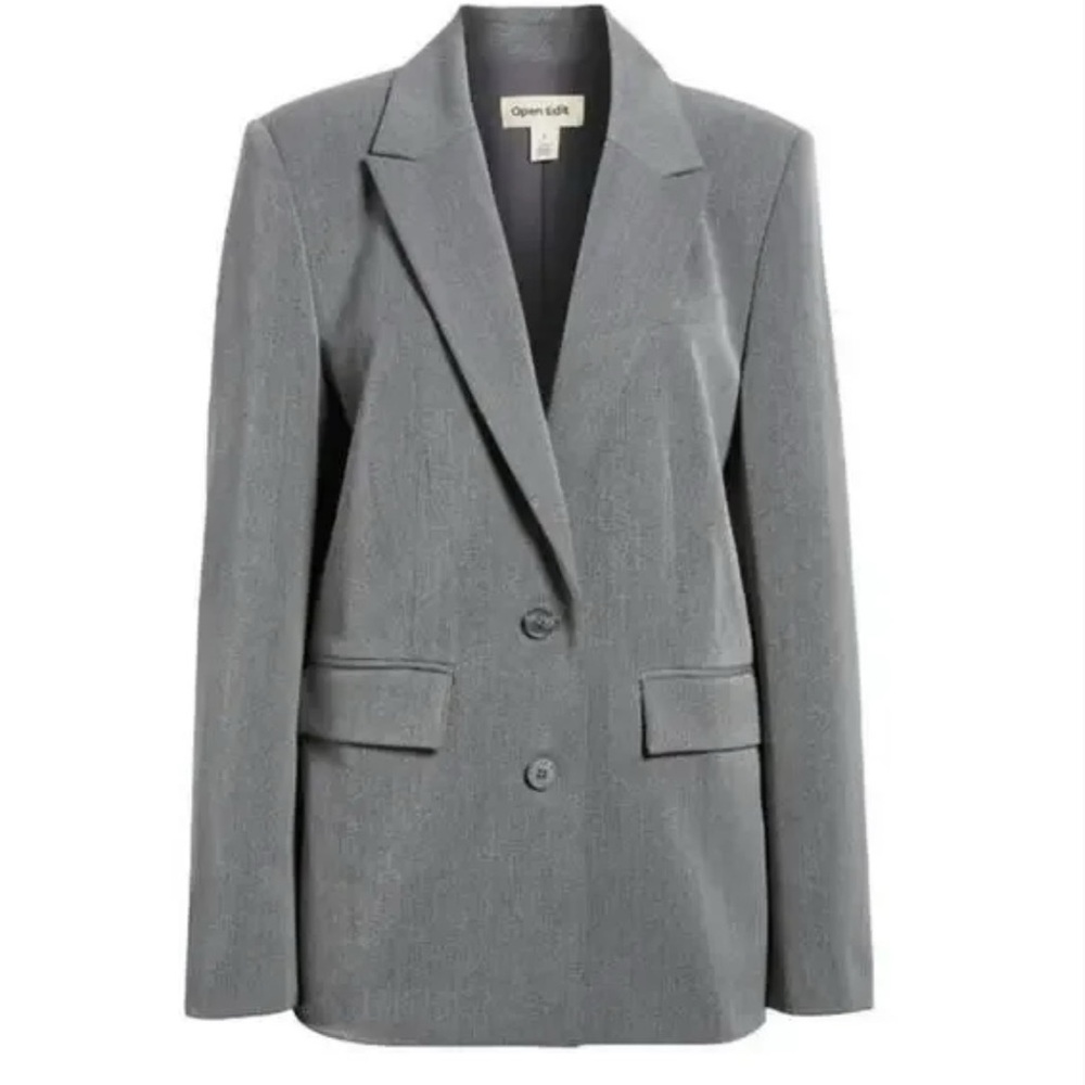 NORDSTROM Open Edit Oversized Boyfriend Blazer Gray XL